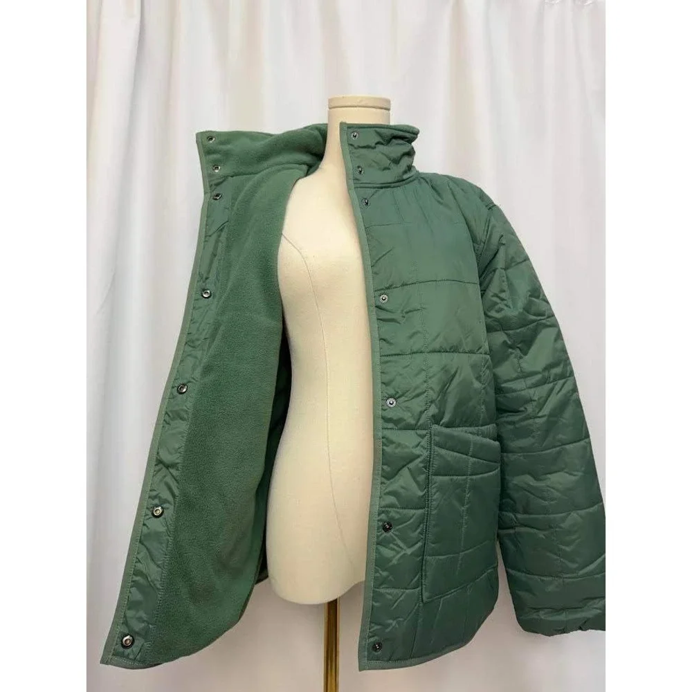 Vans Which Way Jacket Green‎ Quilted Fleece Lined Puffer Mock Neck SMALL NWT